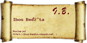 Ibos Beáta névjegykártya